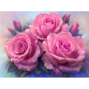 "Roses are pink" - Full solid Square diamond art puzzle