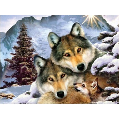 "Family of wolves" - Full solid square diamond art puzzle