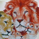 "The Lion Family" - Partial rhinestone crystals diamond art puzzle - 20x25cm