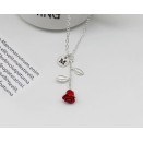 Clearance Sale: Personalized Red Rose Love pendant + chain